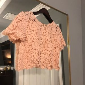 BHLDN Kenzie pink lace top